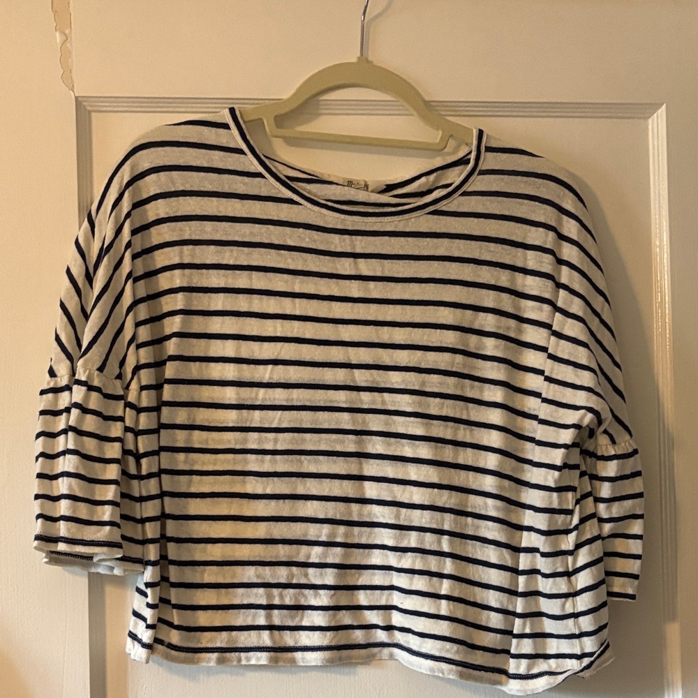 Madewell Navy and White Striped Top